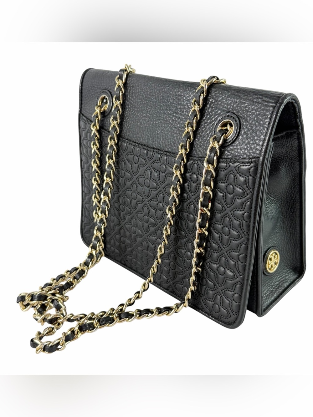 TORY BURCH Bryant Black Leather Crossbody Chain Link Cross Shoulder Bag